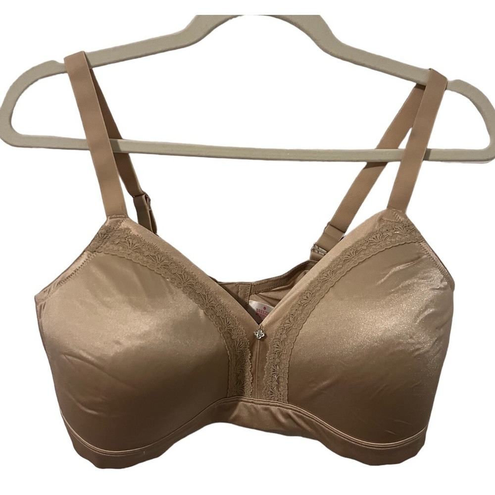 Breezies Bra Seamless Microfiber Lace Wirefree Contour Nude 2X